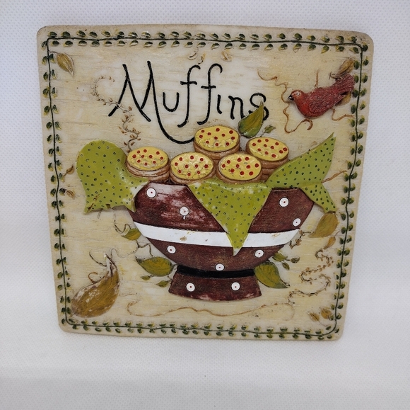 Set of 4 Resin 3D Wall Decor Plaques Tea, Honey, Cookies, and Muffins - Picture 2 of 14